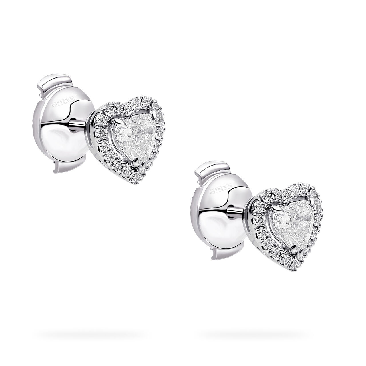 Birks Essentials White Gold And Diamond Heart Shape Stud Earrings image number 4